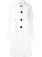 Marni Ruffled Coat, Women's, Size: 40, White, Cotton/nylon/spandex/elastane