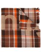 Acne Studios Logo Plaid Scarf - Brown