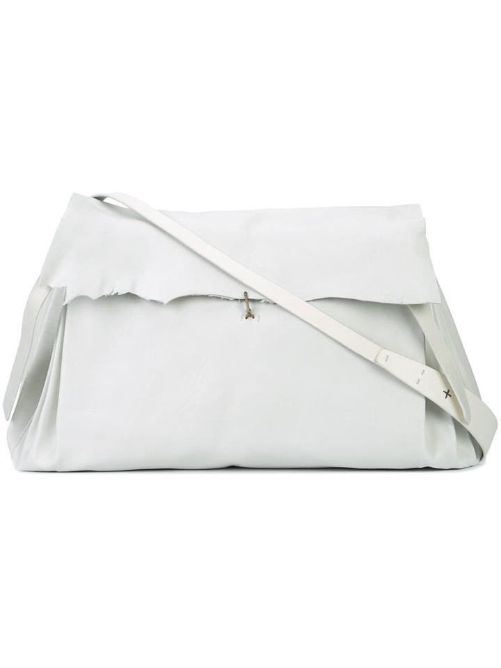 Ma+ Fold-over Closure Crossbody Bag, Adult Unisex, Grey, Leather