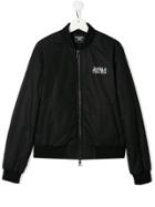 Neil Barrett Kids Teen Logo Print Bomber Jacket - Black