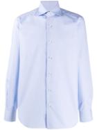 Barba Checked Pointed Collar Shirt - Blue