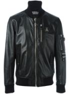 Philipp Plein 'hey' Bomber Jacket, Men's, Size: Xl, Black, Cotton/lamb Skin/acrylic/wool