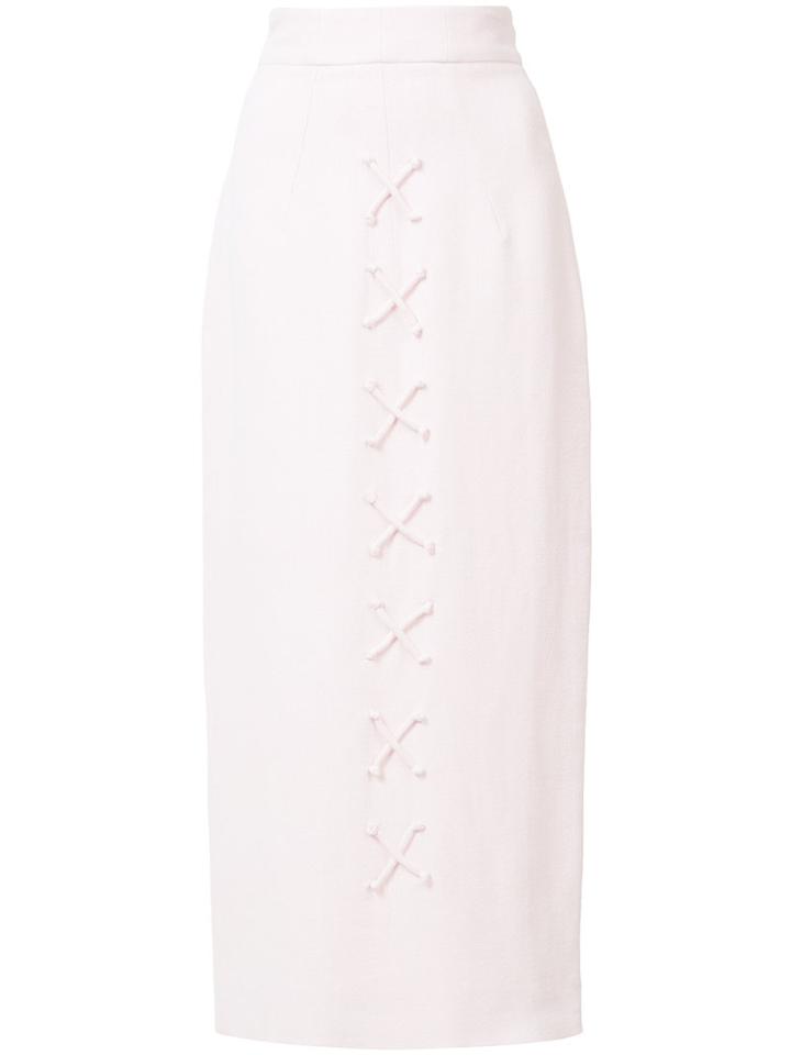 Emilia Wickstead Laced Detail Maxi Skirt, Size: 6, Pink/purple, Silk/viscose/cotton/polyamide