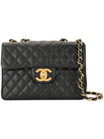 Chanel Vintage Quilted Cc Logos Jumbo Xl Chain Shoulder Bag - Black