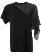 Christopher Esber Angled Drape Raglan T-shirt, Women's, Size: 8, Black, Polyester/spandex/elastane