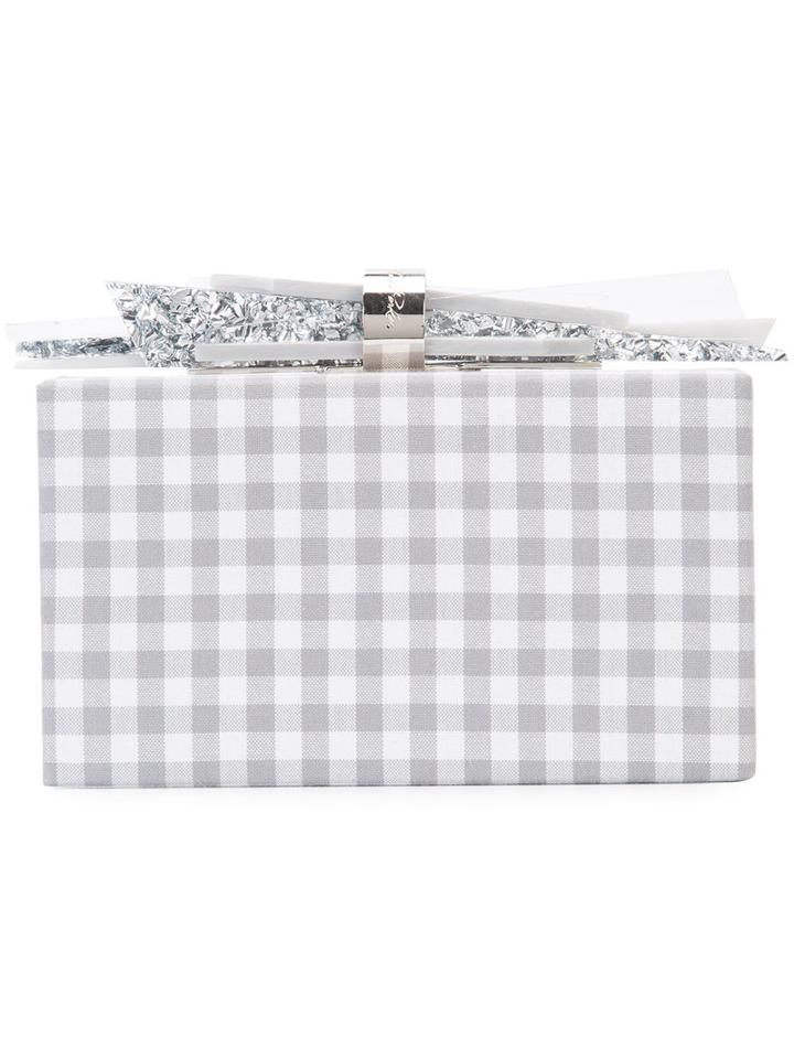 Edie Parker - Plaid Box Clutch - Women - Cotton/acrylic - One Size, Women's, Grey, Cotton/acrylic