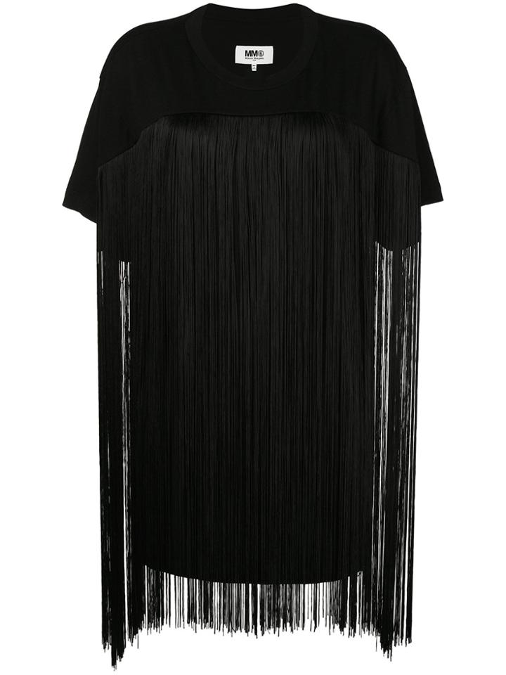Mm6 Maison Margiela Fringed T-shirt - Black