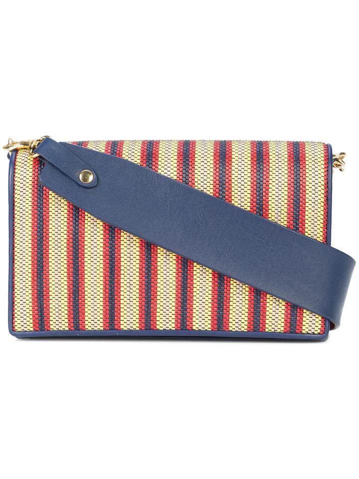 Dvf Diane Von Furstenberg Woven Stripe Shoulder Bag - Blue