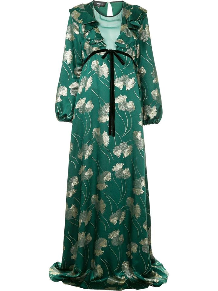 Rochas Sheer-chested Maxi Dress - Green