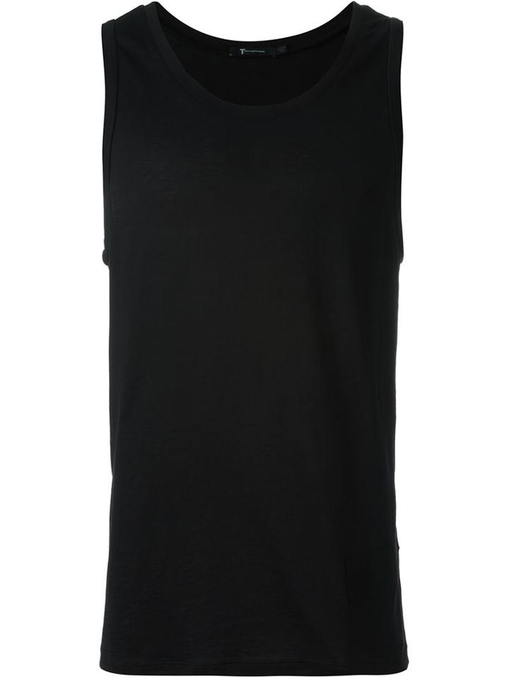 T By Alexander Wang Scoop Neck Tank Top, Men's, Size: L, Black, Silk/cotton/polyester