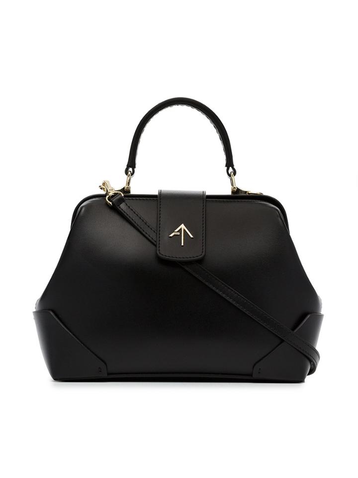 Manu Atelier Black Frame Leather Cross-body Bag
