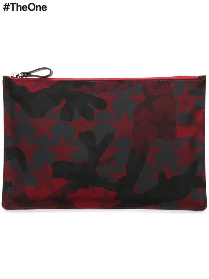 Valentino Valentino Garavani 'camustars' Clutch, Men's, Red, Acrylic/polyamide