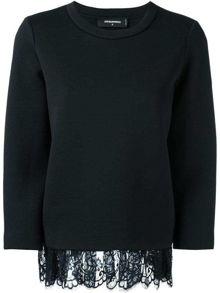 Dsquared2 Loose Draped Lace Jumper, Women's, Size: Medium, Black, Acrylic/polyamide/polyester/wool