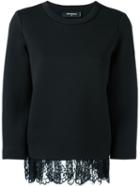Dsquared2 Loose Draped Lace Jumper, Women's, Size: Medium, Black, Acrylic/polyamide/polyester/wool