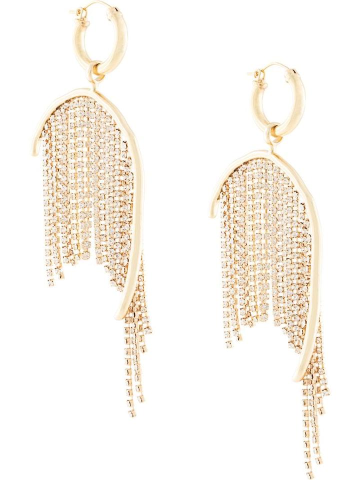 Ellery Latham Strass Fringe Chain Earrings - Gold