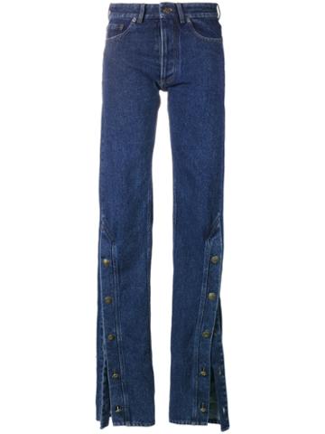 Y / Project - Buttoned Cuff Jeans - Women - Cotton - L, Blue, Cotton
