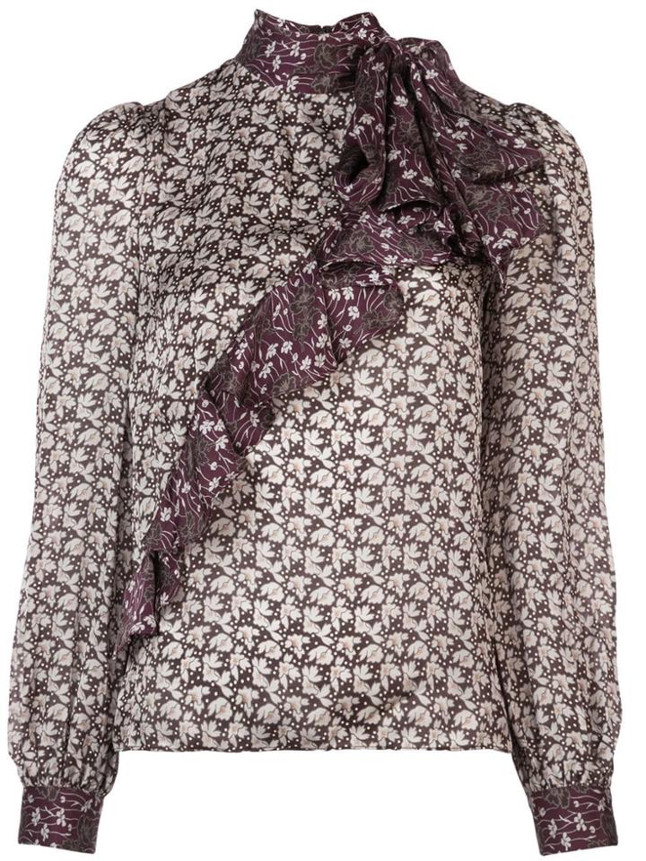 Co Ruffle Detail Printed Blouse - Grey