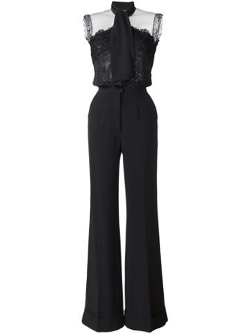 Elie Saab Lace Top Jumpsuit, Women's, Size: 40, Black, Silk/cotton/polyamide/rayon