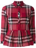 Burberry Check Print Shirt, Women's, Size: Xs, Red, Cotton