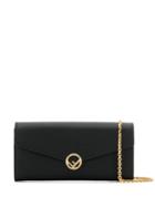 Fendi Continental Logo Plaque Purse - Black