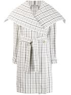 Aalto Belted Checked Coat - White