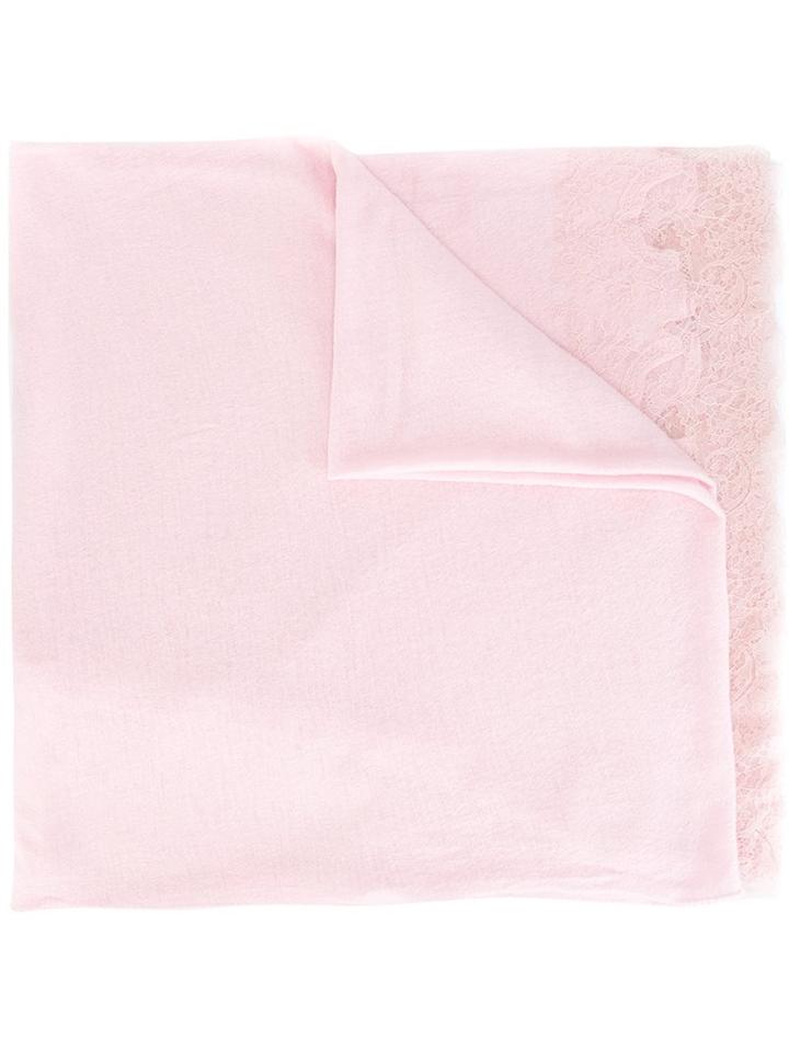 Ermanno Scervino Lace Detail Scarf, Women's, Pink/purple, Wool/polyamide