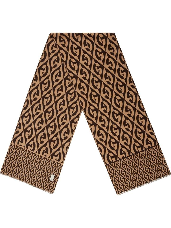 Gucci G Rhombus Jacquard Scarf - Brown