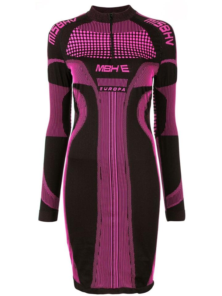 Misbhv Logo Print Fitted Dress - Pink