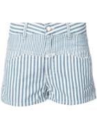 Closed - Panelled Striped Shorts - Women - Cotton/linen/flax - 28, White, Cotton/linen/flax
