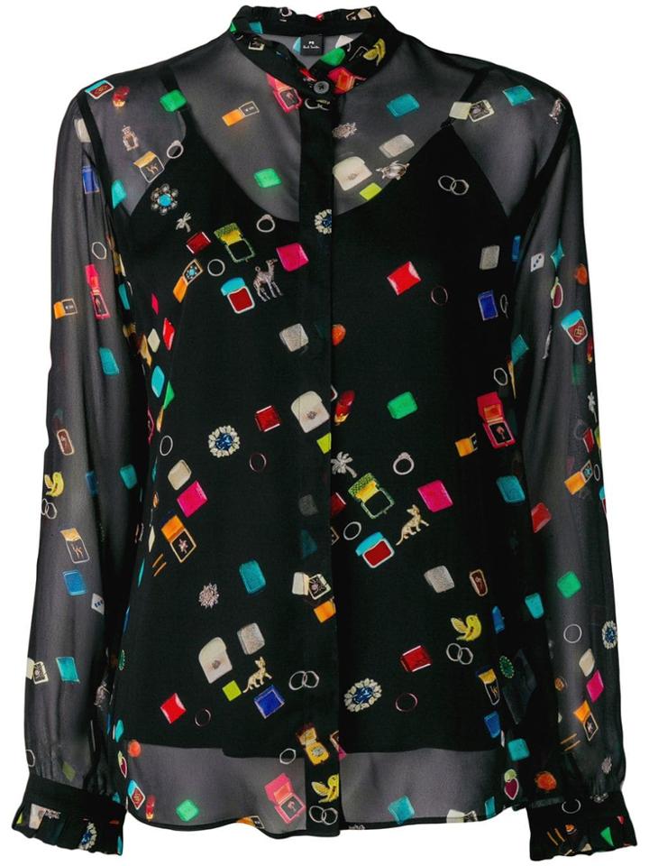 Ps Paul Smith Icon Print Sheer Shirt - Black