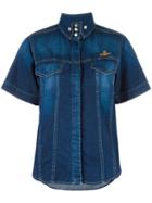 Vivienne Westwood Anglomania Shortsleeved Denim Shirt, Women's, Size: Large, Blue, Cotton
