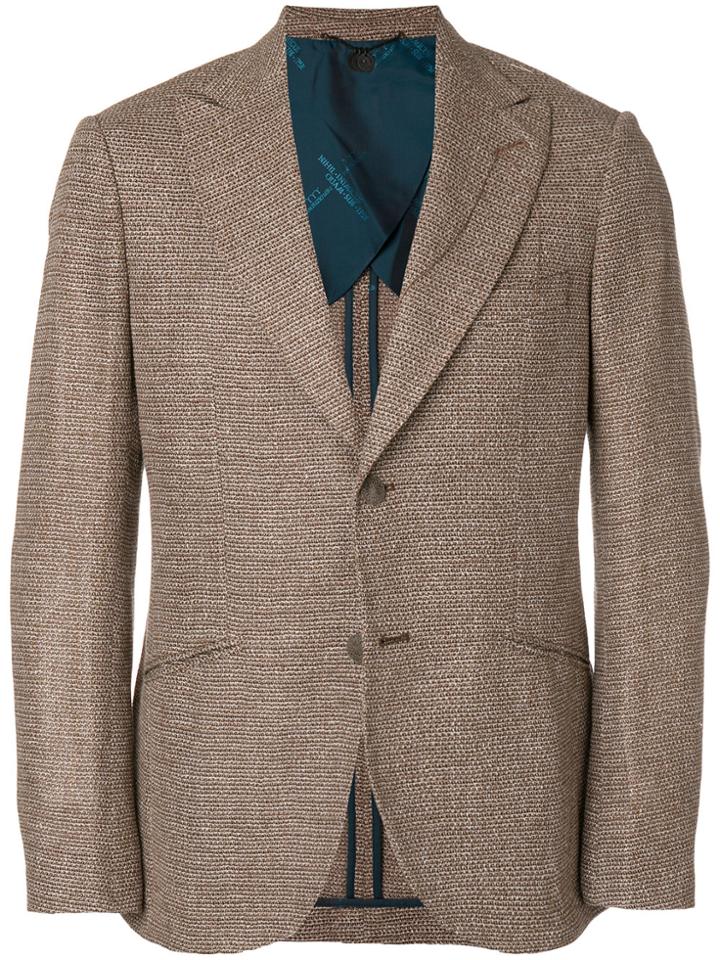 Maurizio Miri Woven Textured Jacket - Brown