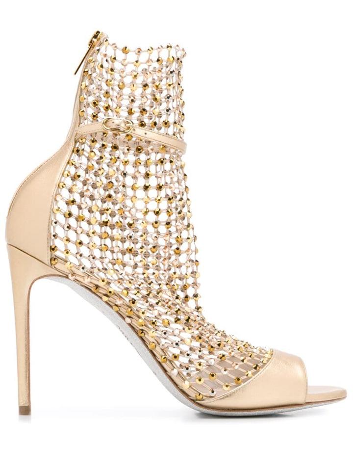 René Caovilla Galaxia Stiletto Sandals - Gold