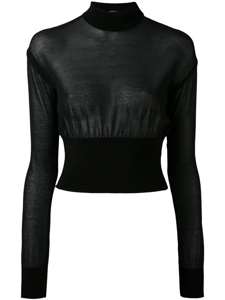 Balmain - Cropped Knit - Women - Cotton/polyamide/spandex/elastane/viscose - 38, Black, Cotton/polyamide/spandex/elastane/viscose