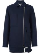 Stella Mccartney Off-centre Zip Oversize Coat, Women's, Size: 40, Blue, Cotton/polyamide/viscose/wool