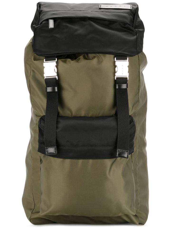 Marni Bi-coloured Nylon Backpack - Green