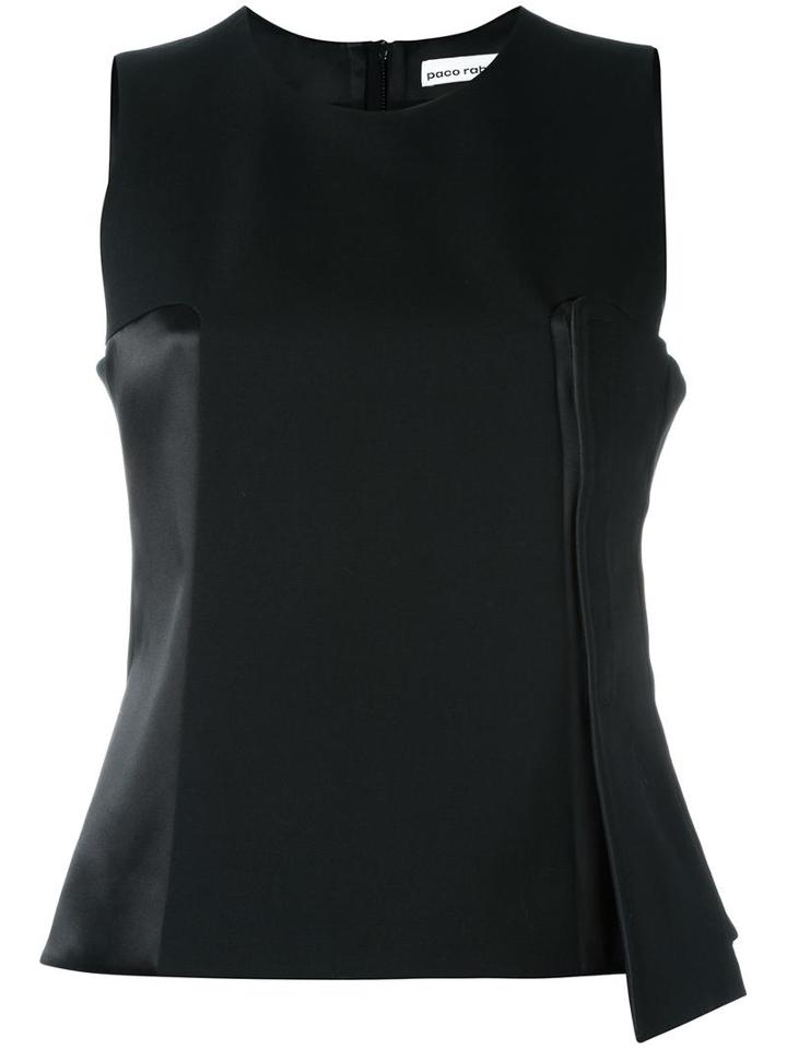Paco Rabanne Asymmetric Tank Top, Women's, Size: 36, Black, Silk/polyester/spandex/elastane/wool