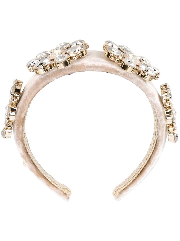 Dolce & Gabbana Embellished Hair Band, Women's, Nude/neutrals, Silk/viscose