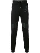 Philipp Plein Leather Biker Patch Track Pants - Black