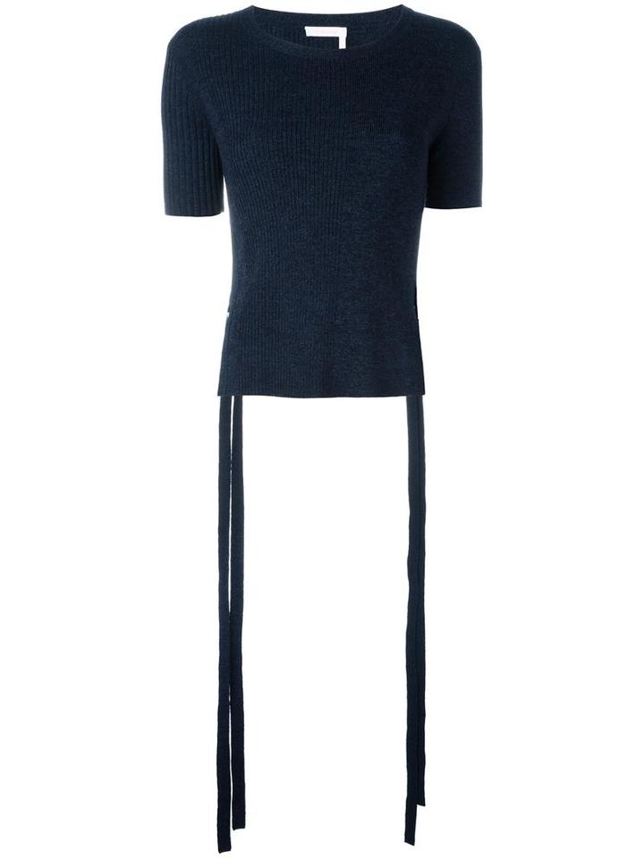 See By Chloé Ribbed Side Tiero Top, Women's, Size: Large, Blue, Wool