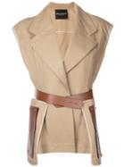 Erika Cavallini - Sleeveless Fitted Jacket - Women - Cotton - 46, Brown, Cotton