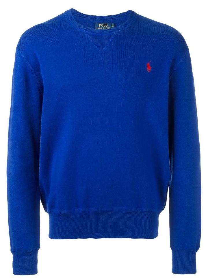Polo Ralph Lauren Embroidered Logo Sweatshirt, Men's, Size: Medium, Blue, Cotton