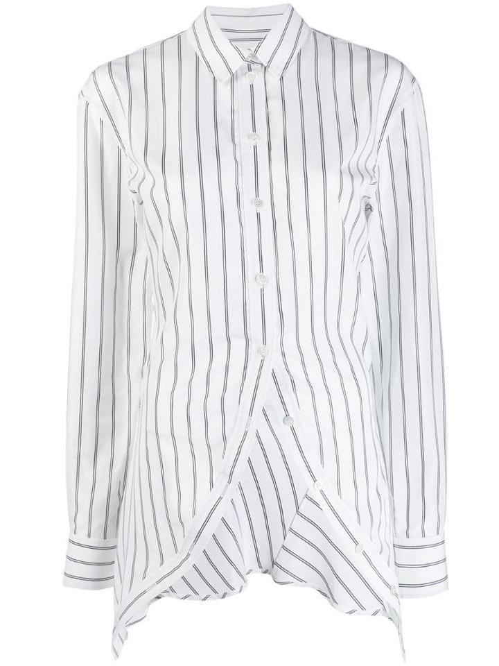 Y/project Striped Asymmetric-hem Shirt - White