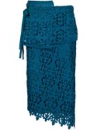 No21 Floral Macramé Layer Skirt, Women's, Size: 40, Blue, Silk/polyester/acetate