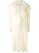 Pleats Please By Issey Miyake - Shawl Lapel Pleated Coat - Women - Polyester - V, Nude/neutrals, Polyester