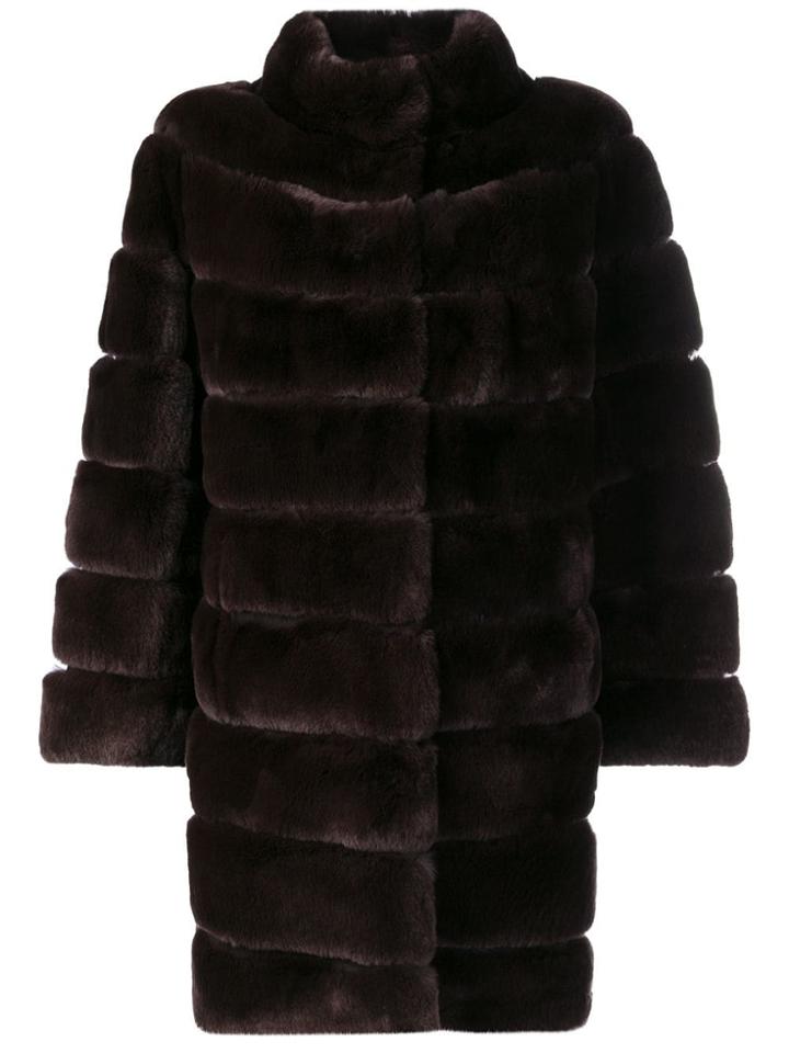 Liska Paneled Short Coat - Brown