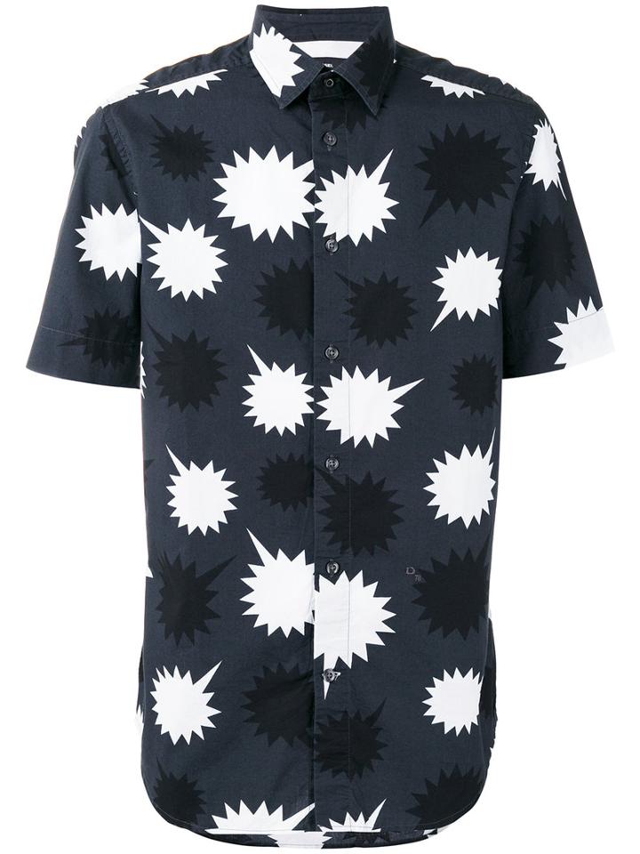 Diesel Speech Balloon Print Shirt, Men's, Size: Large, Black, Cotton