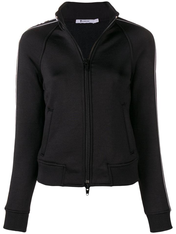 T By Alexander Wang Fitted Logo Stripe Sports Jacket - Black