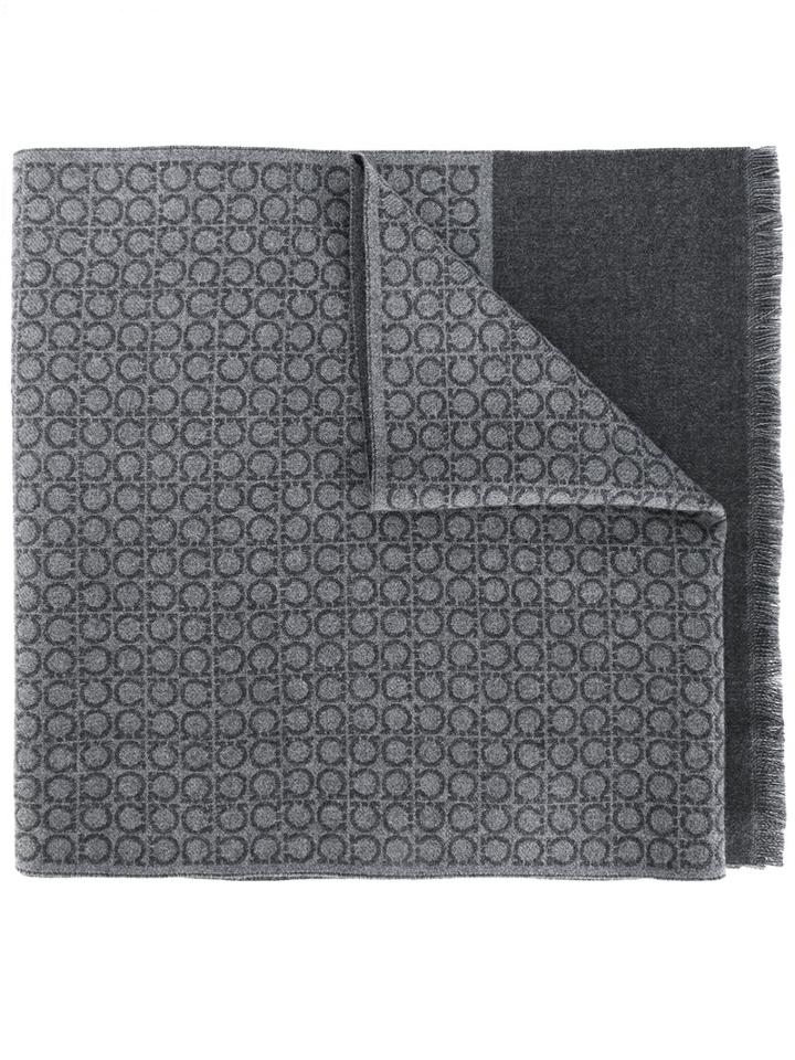 Salvatore Ferragamo - Interlocked Gancini Scarf - Men - Wool - One Size, Grey, Wool