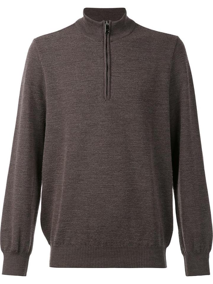 Paul & Shark Zipped Collar Fleece, Men's, Size: Medium, Grey, Virgin Wool